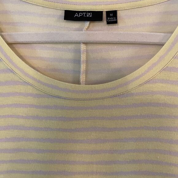Apt 9 yellow/gray striped dolman sleeve top. - Picture 3 of 5